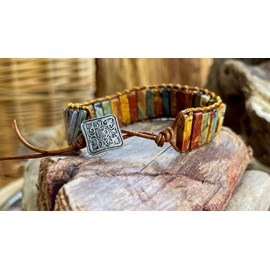 Bracelet boho en jaspe et cuir
