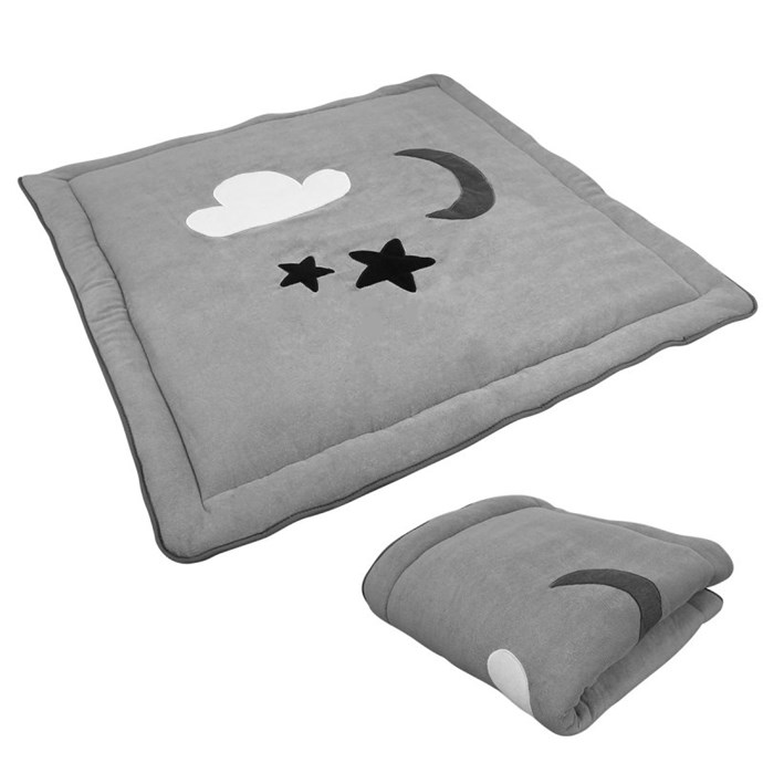 Tapis De Sol Bebe Molletonne 1mx1m Gris Nature Decouvertes