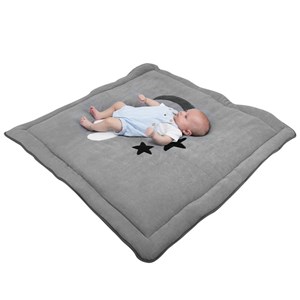 Tapis de sol bébé molletonné 1mx1m gris