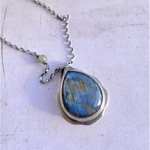 Sautoir ethnique labradorite argent 925