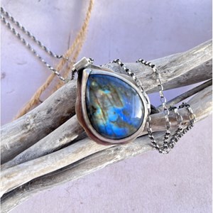 Sautoir ethnique labradorite argent 925