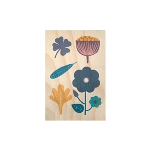 Carte postale en bois motif botanique
