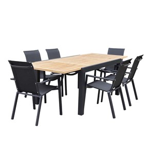 Salon jardin en aluminium et teck