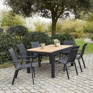 Salon jardin en aluminium et teck