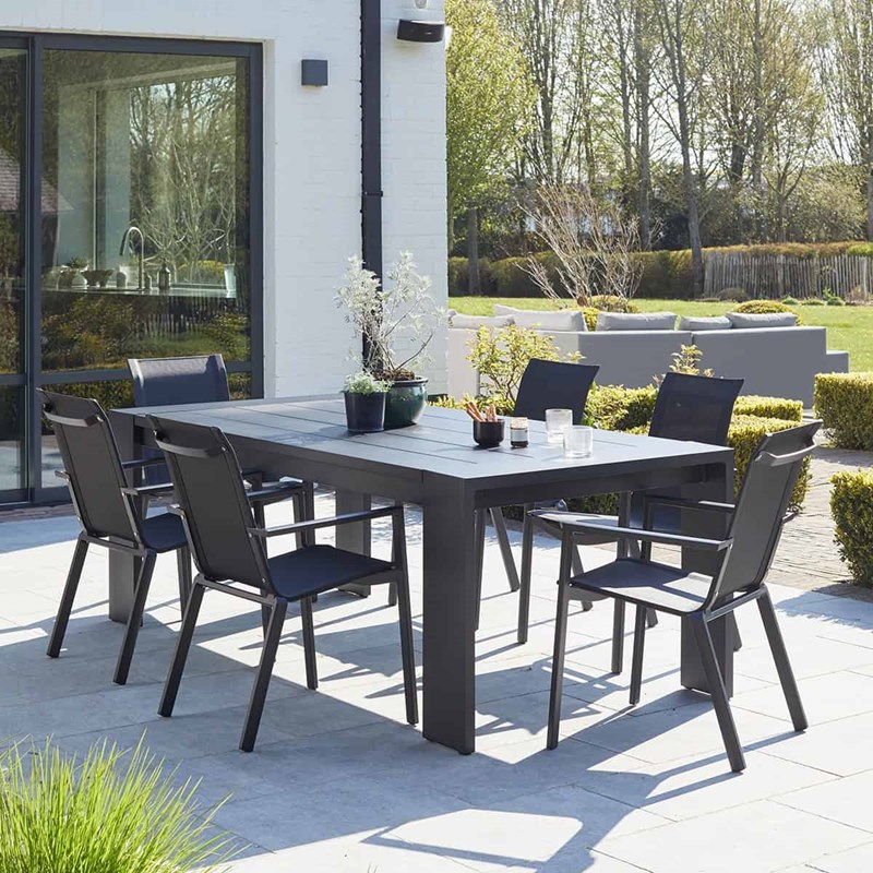 Salon jardin aluminium noir 6p