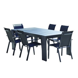 Salon jardin aluminium noir 6p