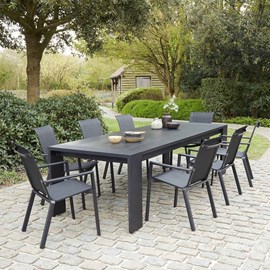 Salon jardin aluminium noir 8p