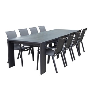 Salon jardin aluminium noir 8p