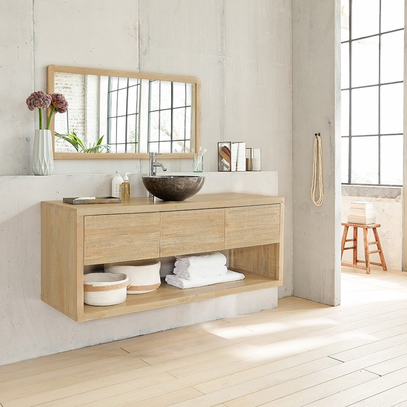 Berah Getah - Meuble salle de bain hévéa suspendu 150