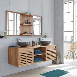 Meuble salle de bain teck suspendu