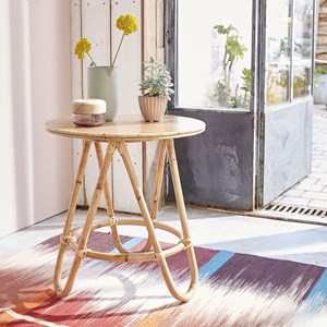 Table d'appoint ronde en rotin naturel