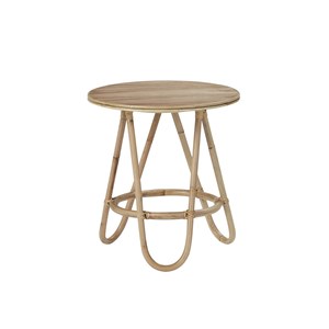 Table d'appoint ronde en rotin naturel