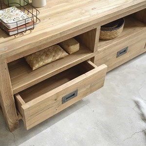 Meuble tv en teck recyclé 3 tiroirs