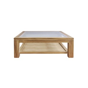 Table basse vitrée en bois de teck