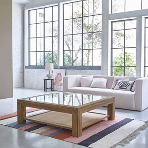 Table basse vitrée en bois de teck