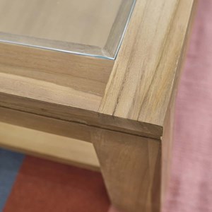 Table basse vitrée en bois de teck