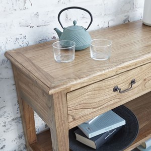 Console en bois de mindi 2 tiroirs
