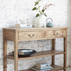 Console en bois de mindi 2 tiroirs