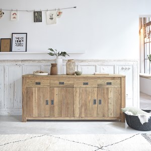 Buffet teck recyclé 4 portes 4 tiroirs
