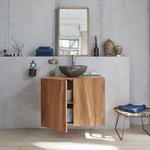 Meuble salle de bain suspendu teck