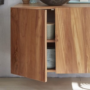 Meuble salle de bain suspendu teck