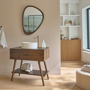Meuble de salle de bain en bois de mindi