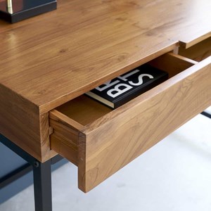 Bureau en bois de teck et métal