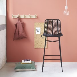 Tabouret de bar en rotin noir et métal