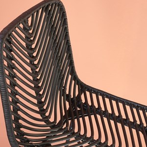 Tabouret de bar en rotin noir et métal