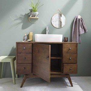 Meuble de salle de bain en bois de mindi