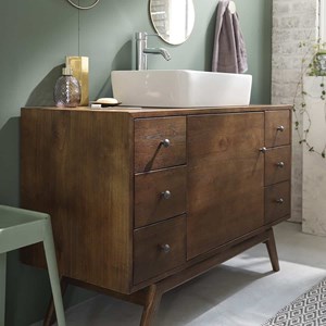 Meuble de salle de bain en bois de mindi