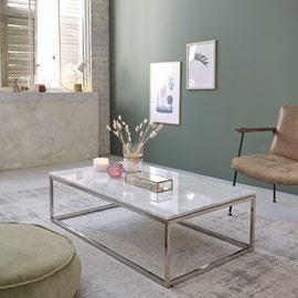 Table basse rectangulaire marbre métal