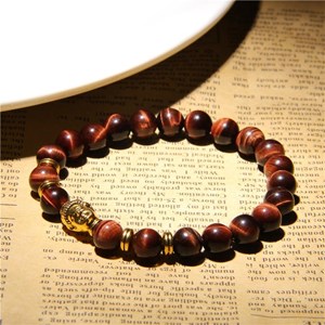 Bracelet buddha en œil de tigre rouge