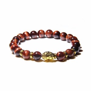 Bracelet buddha en œil de tigre rouge