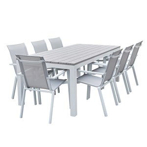 Salon jardin aluminium blanc 8p