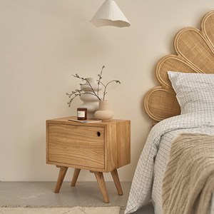 Table de chevet en bois de mindi 1 porte
