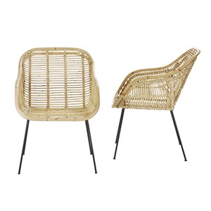 Lot de 2 chaises en rotin et métal