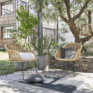Lot de 2 chaises en rotin et métal