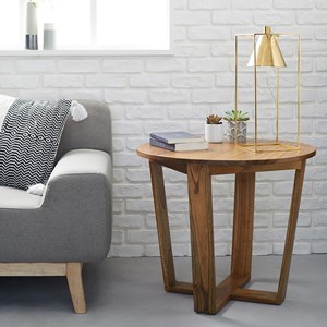 Table d'appoint rond en bois de mindi