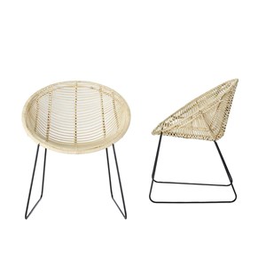 Lot de 2 chaises en rotin et métal