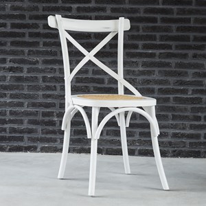 Chaise bistrot en bois d'acajou et rotin