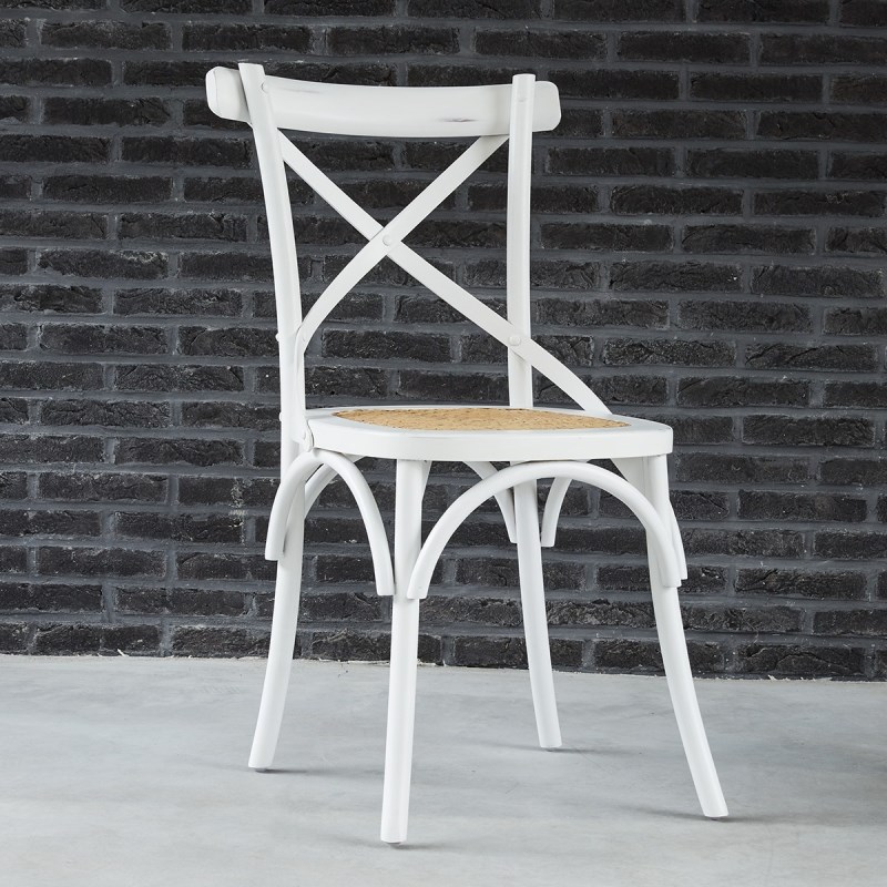 BOIS DESSUS BOIS DESSOUS - Chaise bistrot en bois d'acajou et rotin
