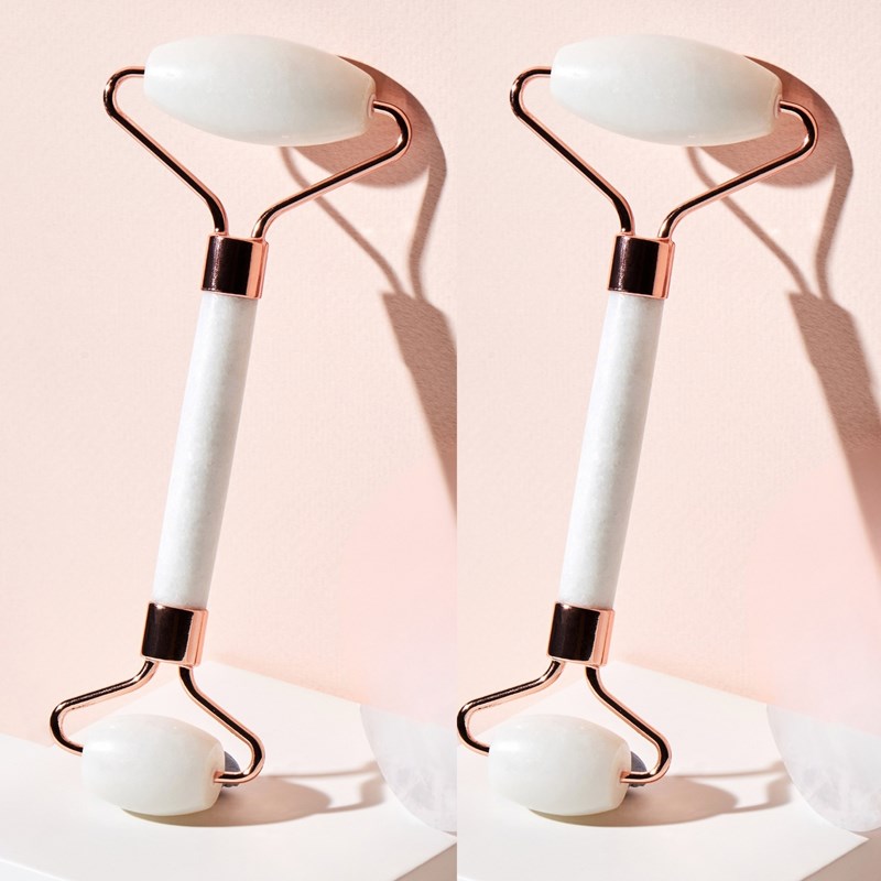 2 rouleaux masseurs visage jade blanc