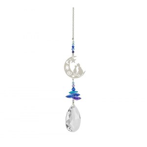 Cristal feng shui deux chats sur la lune