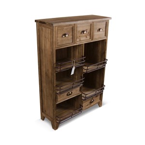 Meuble rangement 2 tiroirs bois marron -