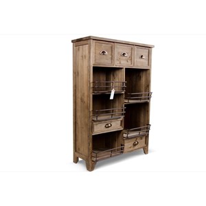 Meuble rangement 2 tiroirs bois marron -