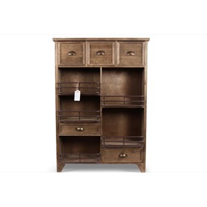 Meuble rangement 2 tiroirs bois marron -