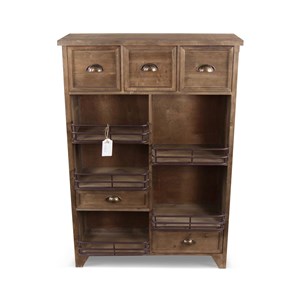 Meuble rangement 2 tiroirs bois marron -