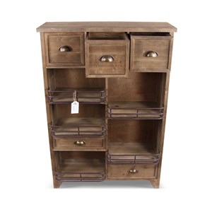 Meuble rangement 2 tiroirs bois marron -