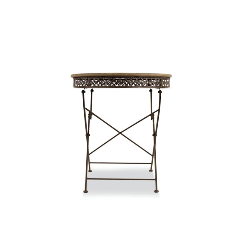 Décoration d'autrefois - Table à manger ronde bois fer forgé marr